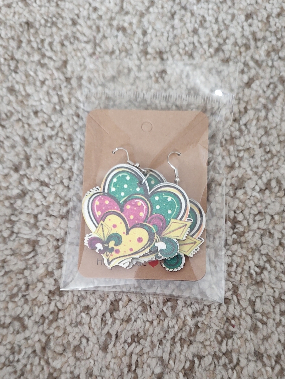 Mardi Gras Multicolor Dangle Earrings